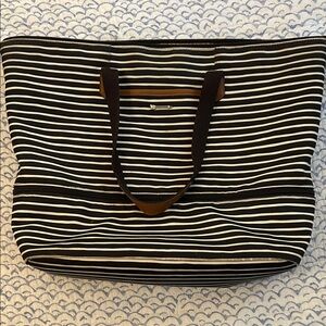 Stella and Dot Daytripper Striped Black and White Tote Bag